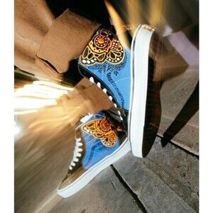 NEW Vans Sk8-Hi Suede Gold Butterfly High-Top Skate Sneakers, Sz 7.5